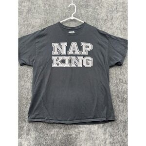 Half It Exclusive T Shirt Mens 2XL Black Cotton Graphic Nap King Hipster Funny